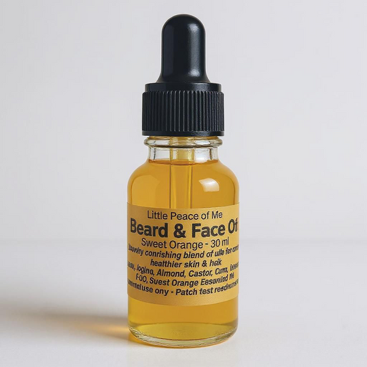 Little dropper bottle with some oil in it with a black cap with the label that reads beer and face oil on a white background with a medium shadow