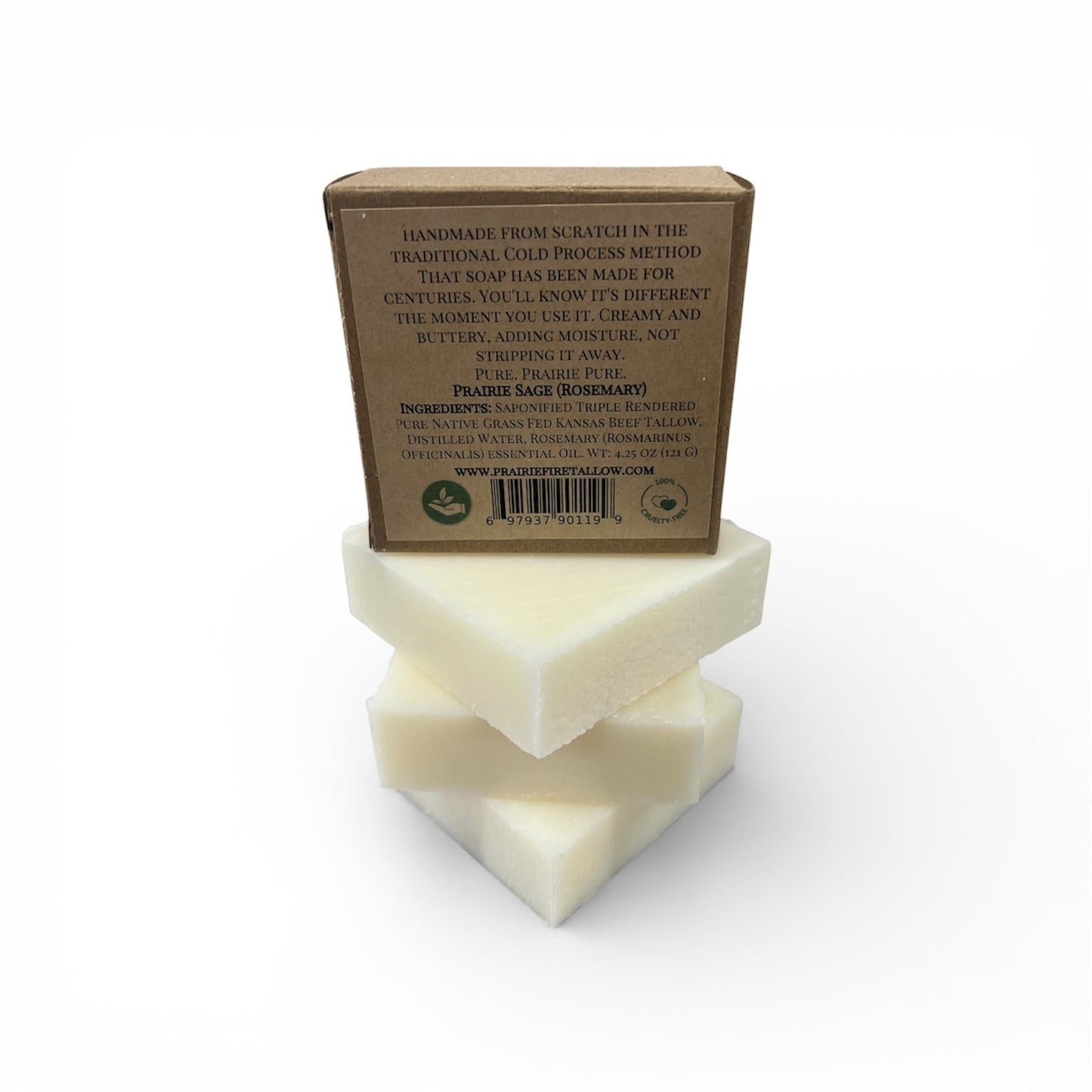 Grass Fed Beef Tallow Soap Bar (3 Pack) – Fragrance Free, Natural & Organic – Moisturizes & Soothes Face, Body & Hair – Handcrafted, Ideal for Sensitive & Dry Skin