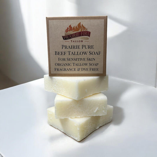 Grass Fed Beef Tallow Soap Bar (3 Pack) – Fragrance Free, Natural & Organic – Moisturizes & Soothes Face, Body & Hair – Handcrafted, Ideal for Sensitive & Dry Skin