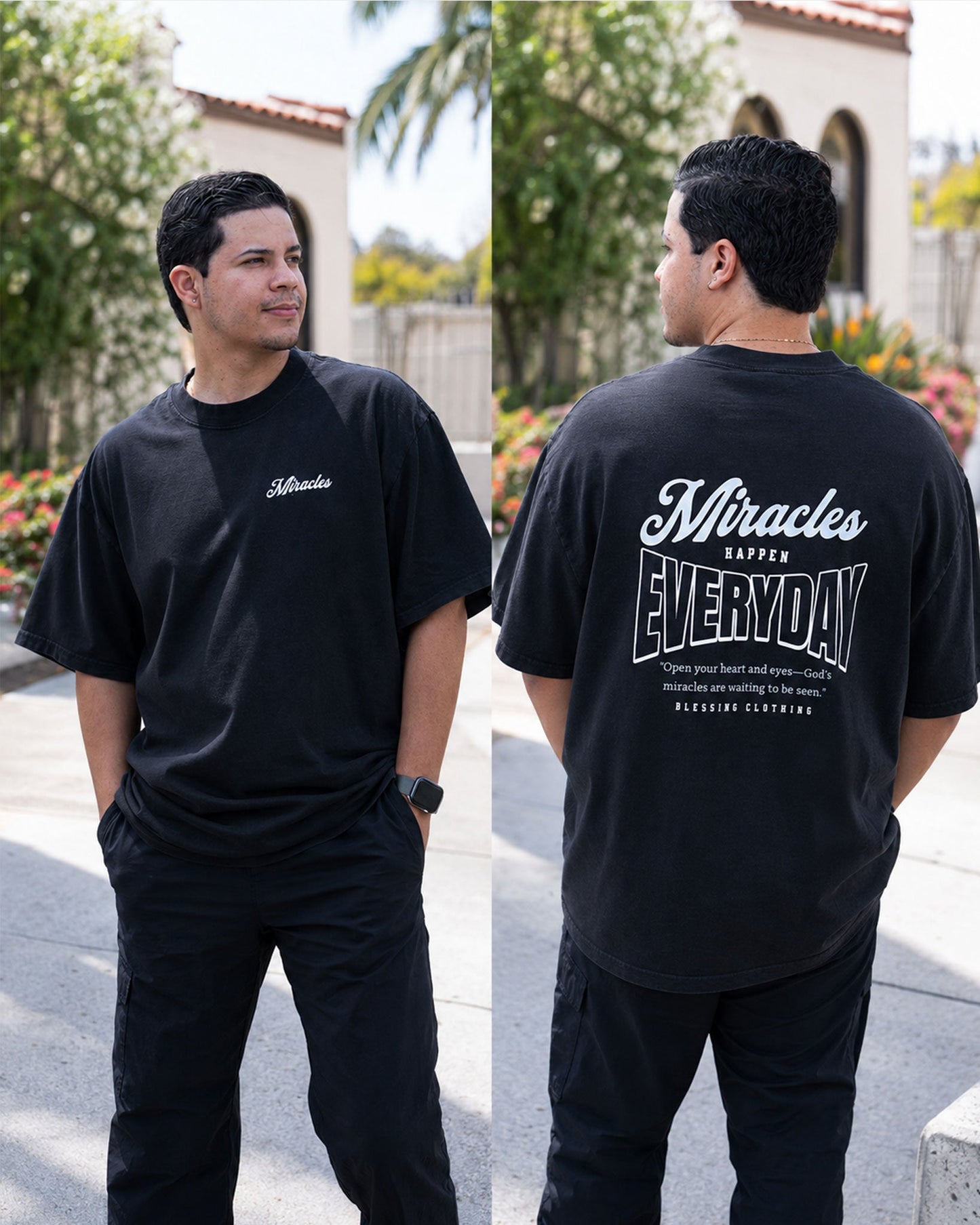 Men's Heavy Faded Miracles Happens Everyday